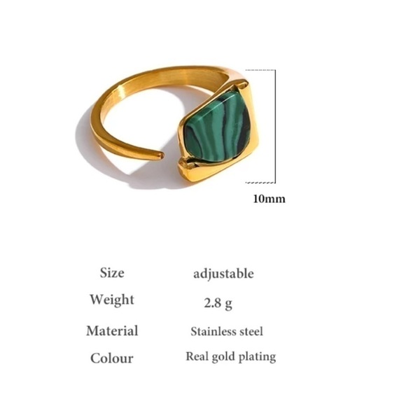 RETRO Geometric Stone Gold Plated Ring - Picture 5 of 13